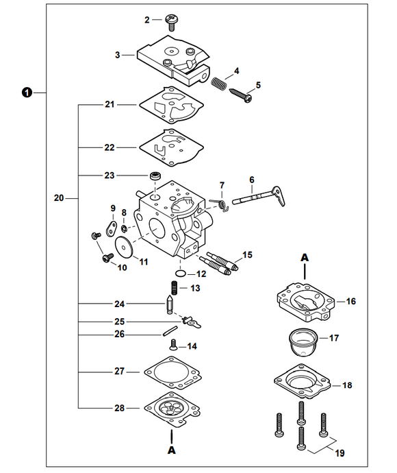 Shindaiwa EB-600-RT, Echo PB-580H, PB-580T Repair Kit, Carburetor (Fig No.20) New Oem P033000080