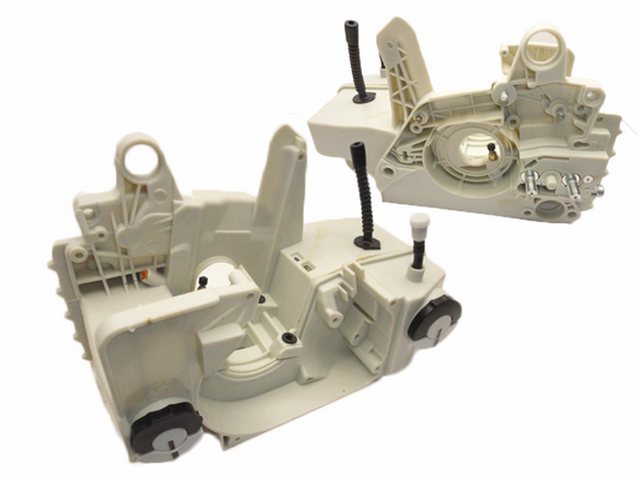 Stihl 021 023 025 Ms 230, Ms 210, Ms 250 Crankcase Fuel Tank New 11230203003 With OEM Gas & Oil Caps 00003500563, 00003500533 00003500537