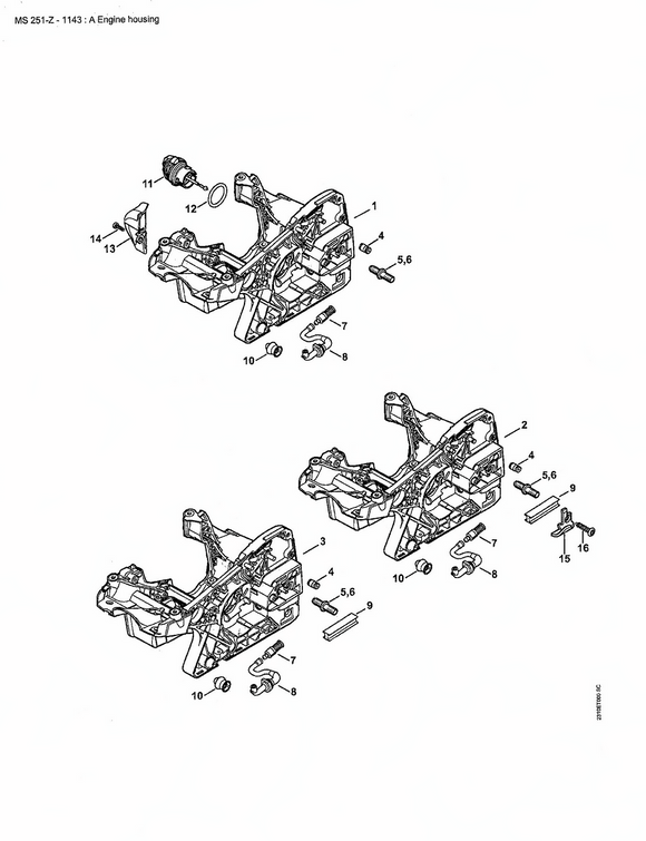 Stihl Ms251, Ms231 Crank Case Engine Housing Assy, New Oem 11430203023