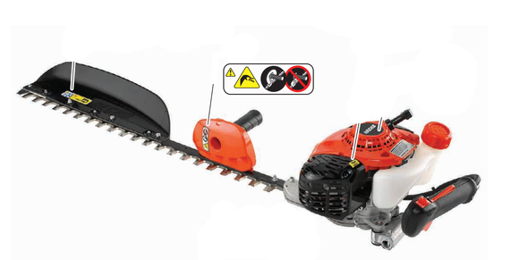 Echo HC-200, HC-201, HC-225, HC-235, HC-245, HC-2420, HC-3020, HCS-3020, HCS-4020 HT232, HT235 Iso Caution Label, New Oem X505000280