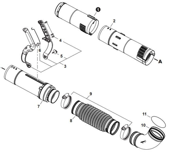 Echo PB-8010H, pb-8010T, PB-9010H, PB-9010T Shindaiwa EB-910, EB910RT Backpack Blower Tube Elbow (Fig 10) E160000190, E160000220 New Oem