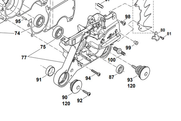 Makita DCS6421 Clutch Side Crankcase Assembly Blue (Fig 77) New Oem 038111641