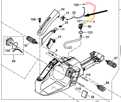 Dolmar Ps 6100 Makita Ea6100, Ea6100P53G Throttle Control Cable new oem 130117040
