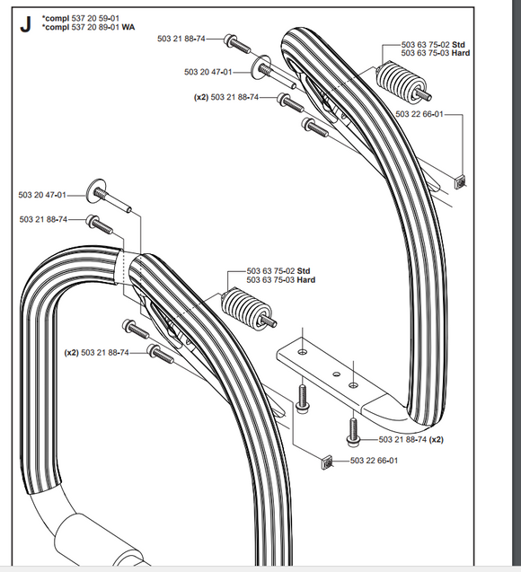 Hyway Handle Cylinder Anti Vibe Buffer Spring Mount Fits Husqvarna 362, 365, 371, 372 Xp, 570, 575, 576 Xp Jonsered 2063, 2065, 2071, 2163, 2165, 2171 Handle Cylinder Anti Vibe Buffer Spring Mount 503637502