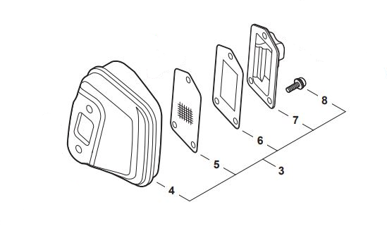Echo CS-361P Muffler Assy (Fig 3) New Oem P021045451