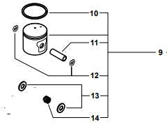 Echo PB 500T, 500H Backpack Blower Piston Kit (Fig 9) New Oem P021045170, Replaces P021014972