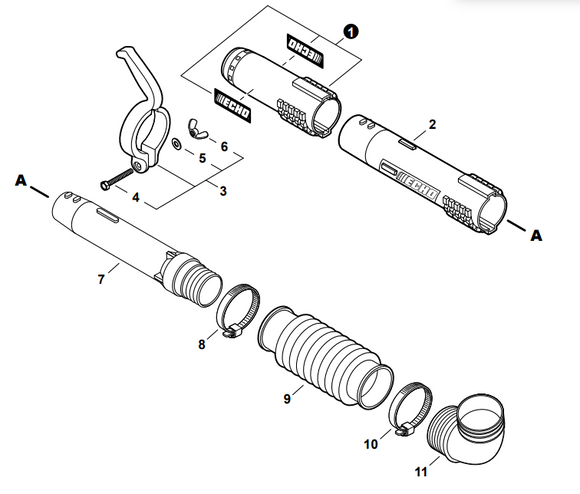 Echo PB-580H  Handle Set, Front (Fig No.3) New Oem C040000000, Replaces 001106