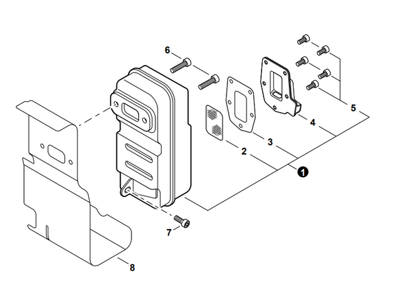 Echo PB-580H, 580T, Shindaiwa EB600RT Muffler Assy (Fig No.1) New Oem P100007180