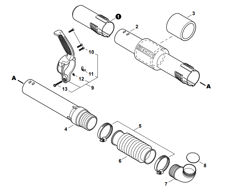 Echo PB-760LNH, PB-760LNT Tube, Blower - Straight (Fig No.2) New Oem E165000610