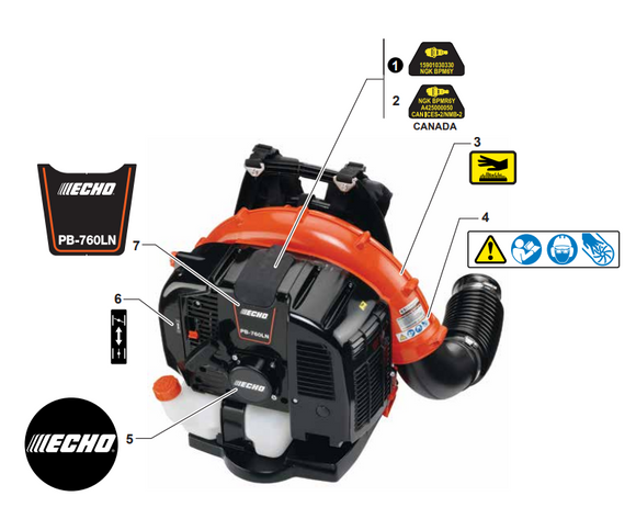 Echo PB-760LNH, PB-760LNT Label - Caution - Hot (Fig No.3) New Oem X505002310