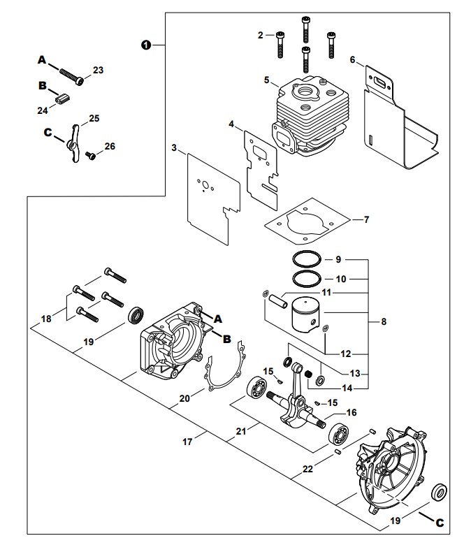 Echo PB-760LNH, PB-760LNT Crankshaft Assembly (Fig No.16) New Oem A011001260