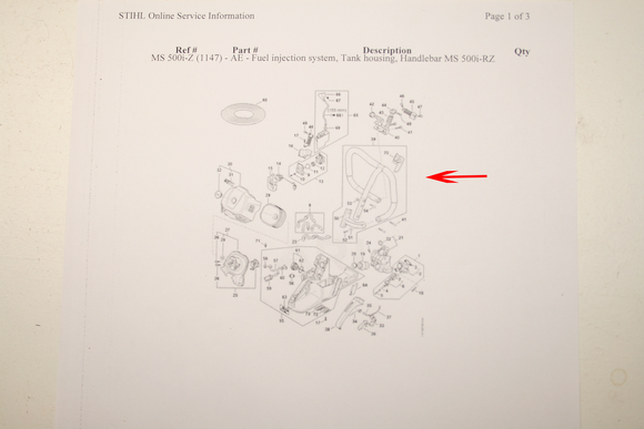 Stihl Ms 500i Full Wrap Handle Assembly New Oem  11477903701